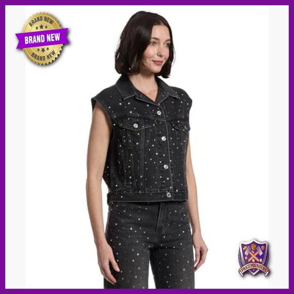 Cropped Relaxed Fit Cotton Vest with Button Closure, Sleeveless Outerwear - Picture 2 of 5